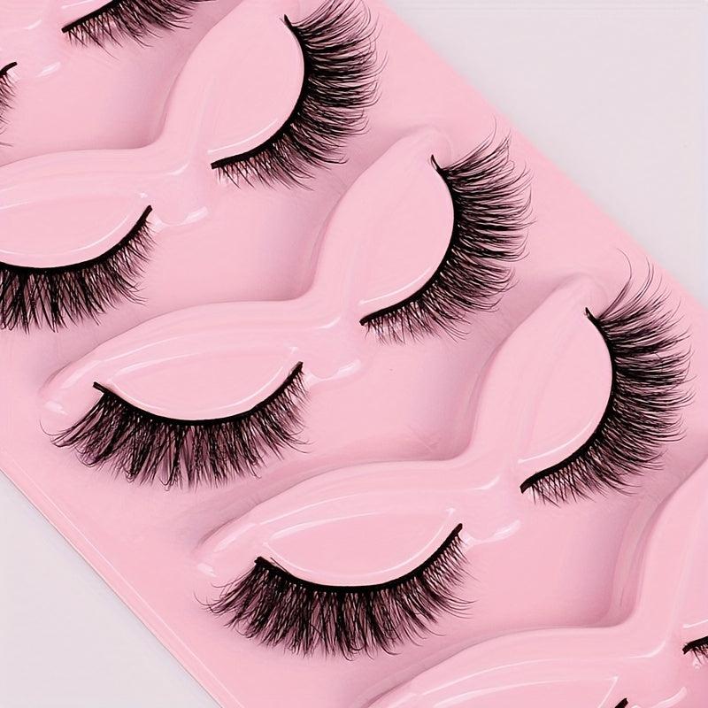 5 Pairs Fox Eye Lashes 3D Winged Natural Eyelashes Thick Curly Makeup Extension