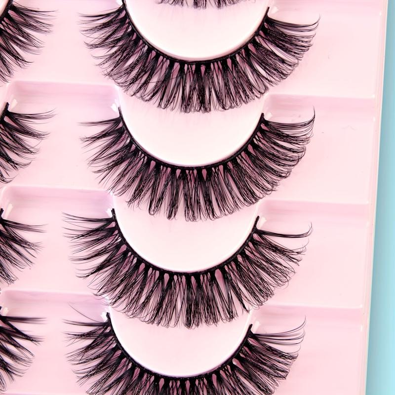 8 Pairs Fluffy False Eyelashes Elongated End Eye Thick Volume Curly Lashes