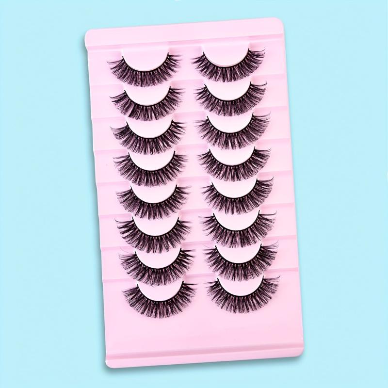 8 Pairs Fluffy False Eyelashes Elongated End Eye Thick Volume Curly Lashes