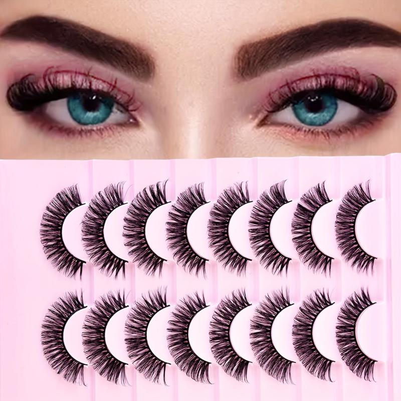 8 Pairs Fluffy False Eyelashes Elongated End Eye Thick Volume Curly Lashes