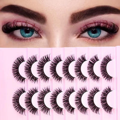 8 Pairs Fluffy False Eyelashes Elongated End Eye Thick Volume Curly Lashes