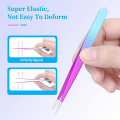 2pcs Precision Lash Tweezers Set Stainless Steel Blackheads Facial Hair Ingrow
