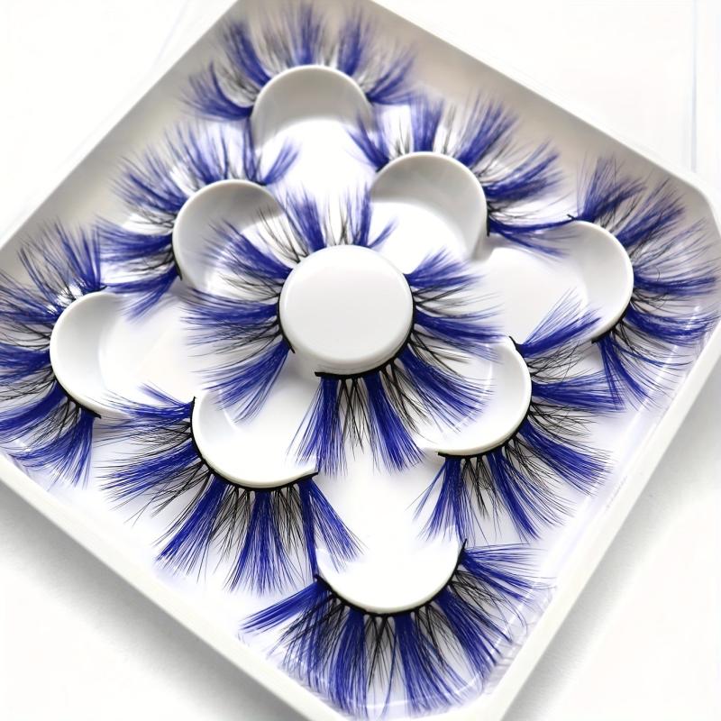 5 Pairs Thick Curling 21mm Colored False Eyelashes