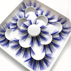 5 Pairs Thick Curling 21mm Colored False Eyelashes