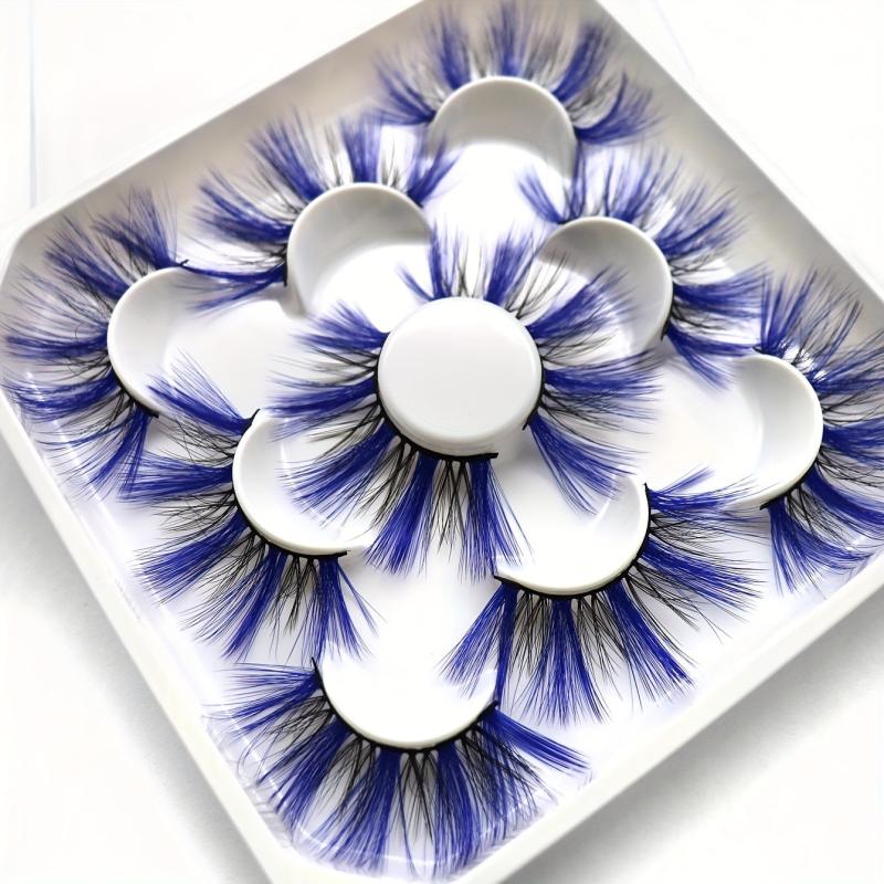 5 Pairs Thick Curling 21mm Colored False Eyelashes