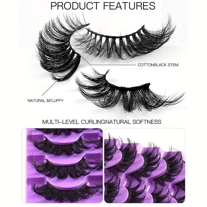 7 Pairs 3D Curly Faux Mink Lashes Fluffy Natural False Eyelashes
