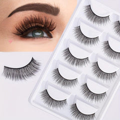 5 Pairs Full Strip False Eyelashes Natural Long Cross False Lashes