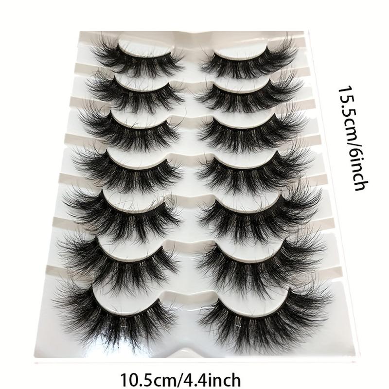 7 Pairs Faux Mink 6D False Eyelashes Wispy Cat Eye Lashes Pack
