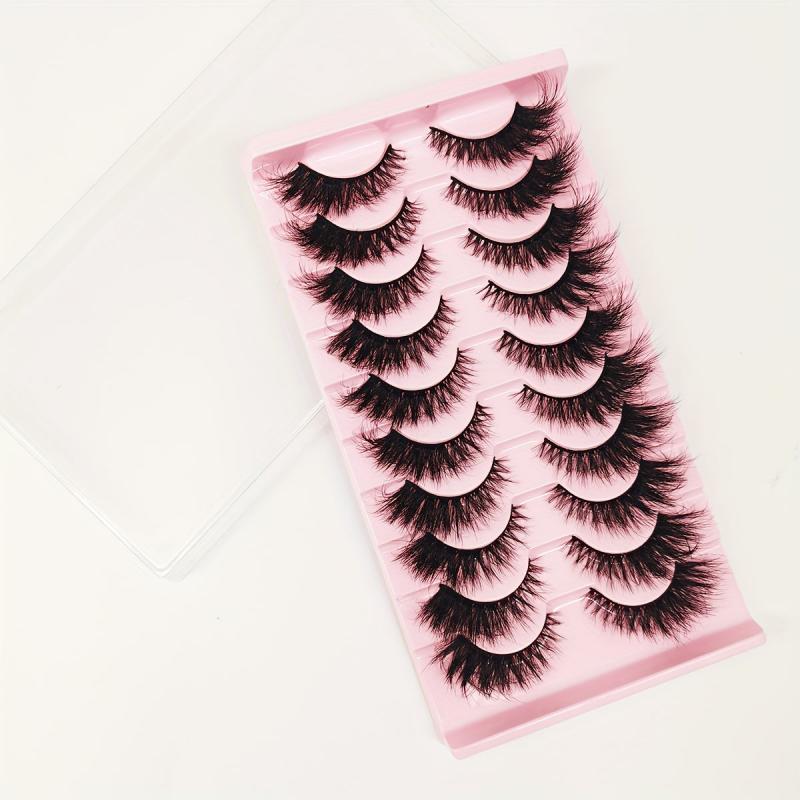 10 Pairs 3D Mink False Eyelashes End Eye Elongated Fluffy Volume Daily Party