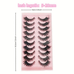 10 Pairs 3D Mink False Eyelashes End Eye Elongated Fluffy Volume Daily Party