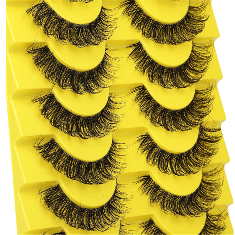 10 Pairs Faux Mink False Eyelashes Fluffy Dramatic Volume Long Makeup