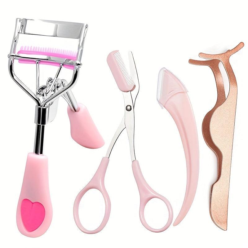 Professional Eyelash & Eyebrow Tool Set - Curler, Tweezers, Scissors, Comb