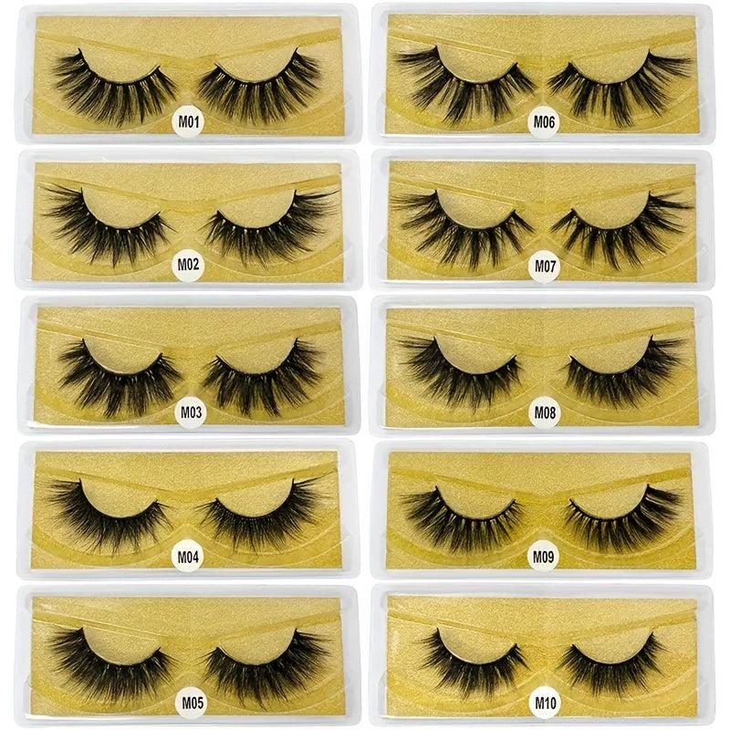 10 Pairs 3D Mink Eyelashes Natural Fluffy Thick False Eyelashes