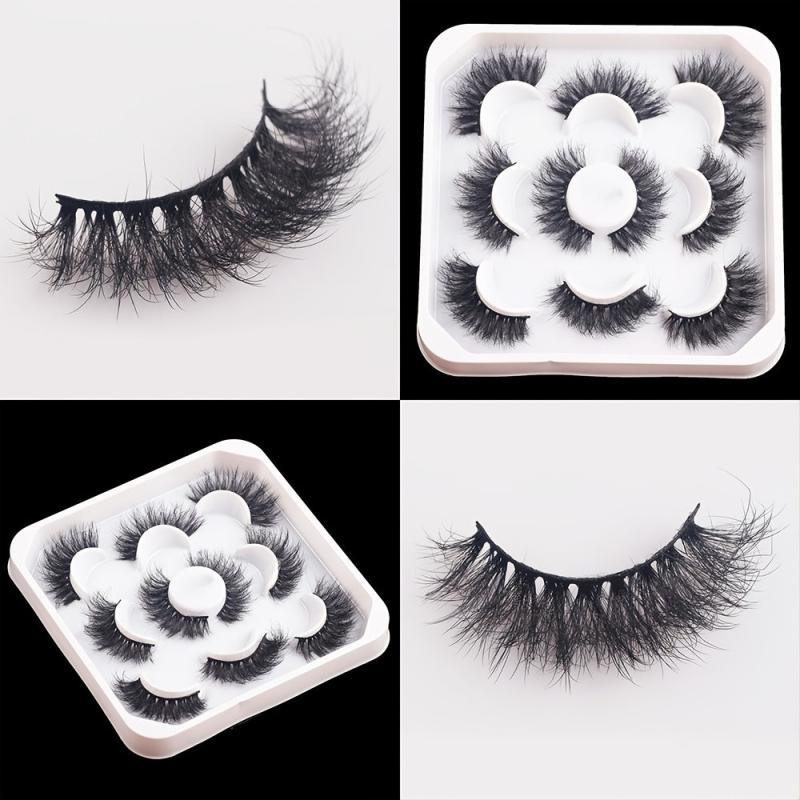 Mink Fluffy False Eyelashes Pack 5 Pairs Mega Volume Long Eye Extensions