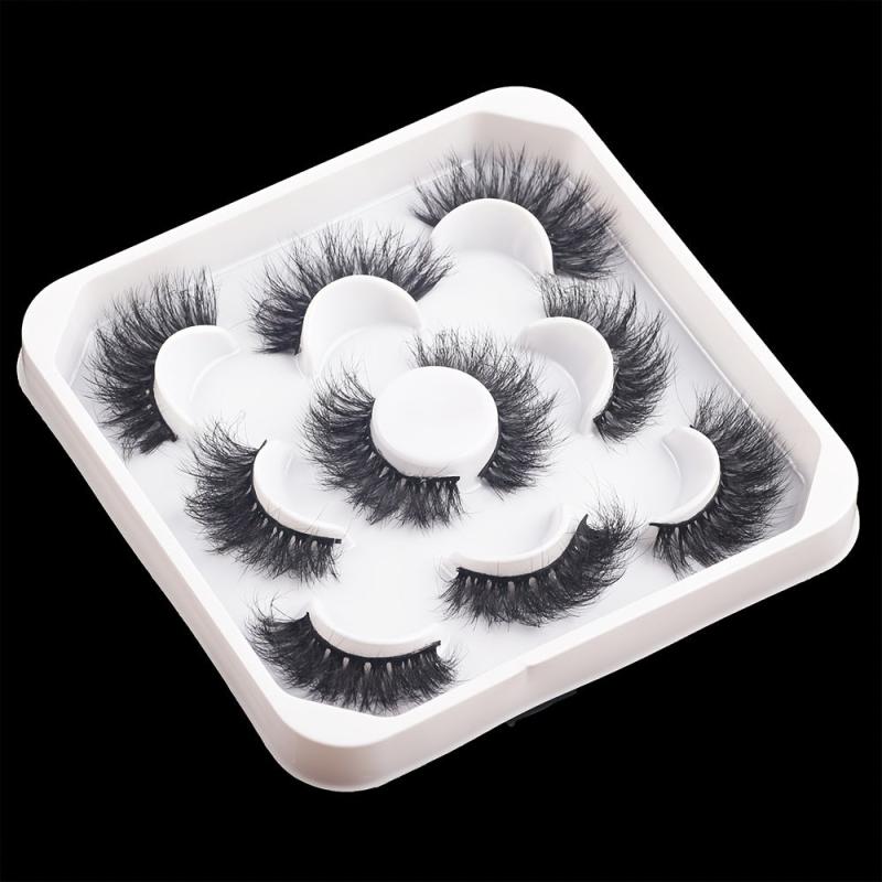 Mink Fluffy False Eyelashes Pack 5 Pairs Mega Volume Long Eye Extensions
