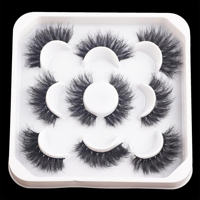 Mink Fluffy False Eyelashes Pack 5 Pairs Mega Volume Long Eye Extensions