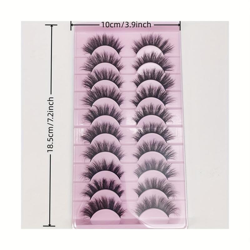 10 Pairs Wispy False Eyelashes Natural Look Mink Lashes Fluffy 16 20mm