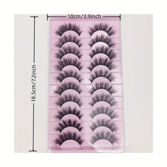 10 Pairs Wispy False Eyelashes Natural Look Mink Lashes Fluffy 16 20mm