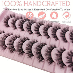 10 Pairs Wispy False Eyelashes Natural Look Mink Lashes Fluffy 16 20mm