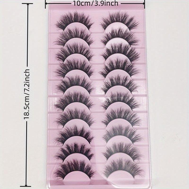 10 Pairs Wispy False Eyelashes Natural Look Mink Lashes Fluffy 16 20mm