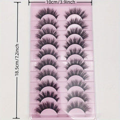 10 Pairs Wispy False Eyelashes Natural Look Mink Lashes Fluffy 16 20mm