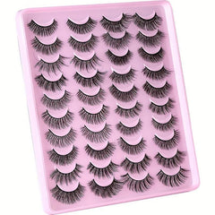 20 Pairs Faux Mink Lashes Fluffy Soft Wispy Cross Eyelash Extension