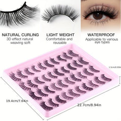 20 Pairs Faux Mink Lashes Fluffy Soft Wispy Cross Eyelash Extension