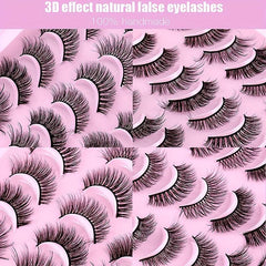 20 Pairs Faux Mink Lashes Fluffy Soft Wispy Cross Eyelash Extension