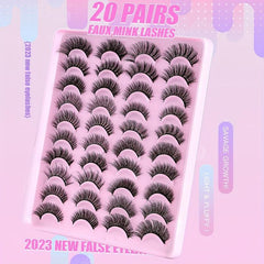 20 Pairs Faux Mink Lashes Fluffy Soft Wispy Cross Eyelash Extension