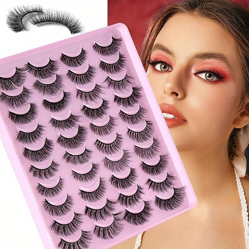 20 Pairs Faux Mink Lashes Fluffy Soft Wispy Cross Eyelash Extension