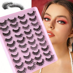 20 Pairs Faux Mink Lashes Fluffy Soft Wispy Cross Eyelash Extension