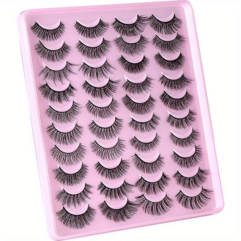20 Pairs Faux Mink Lashes Fluffy Soft Wispy Cross Eyelash Extension