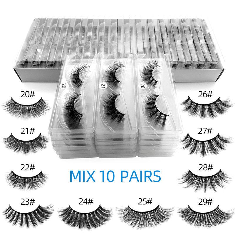 10 Pairs 6D Natural Mink Eyelashes Makeup Set