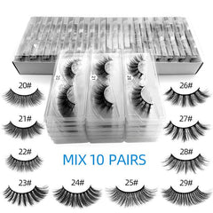 10 Pairs 6D Natural Mink Eyelashes Makeup Set