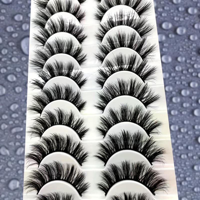 10 Pairs Fluffy False Eyelashes Natural Look Volume Thick Curly Lashes Extension