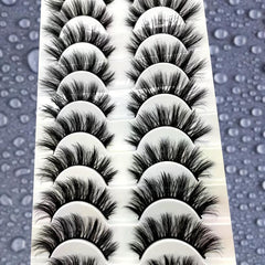 10 Pairs Fluffy False Eyelashes Natural Look Volume Thick Curly Lashes Extension