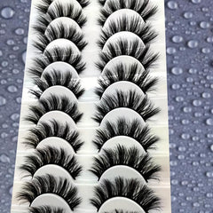 10 Pairs Fluffy False Eyelashes Natural Look Volume Thick Curly Lashes Extension