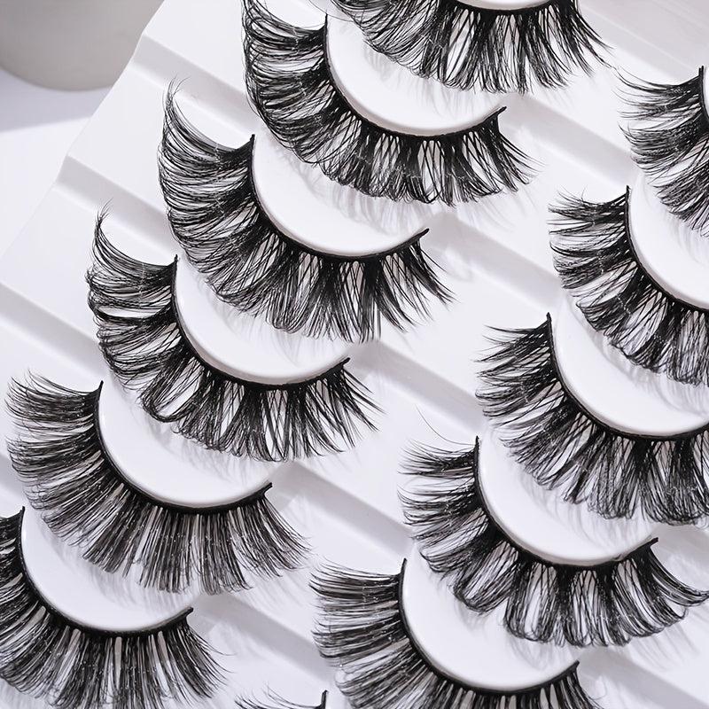 8 Pairs Fluffy 20mm D Curly Wispy Strip Cross False Eyelashes