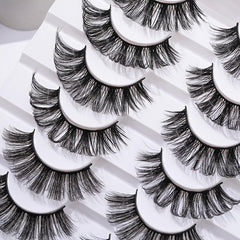8 Pairs Fluffy 20mm D Curly Wispy Strip Cross False Eyelashes