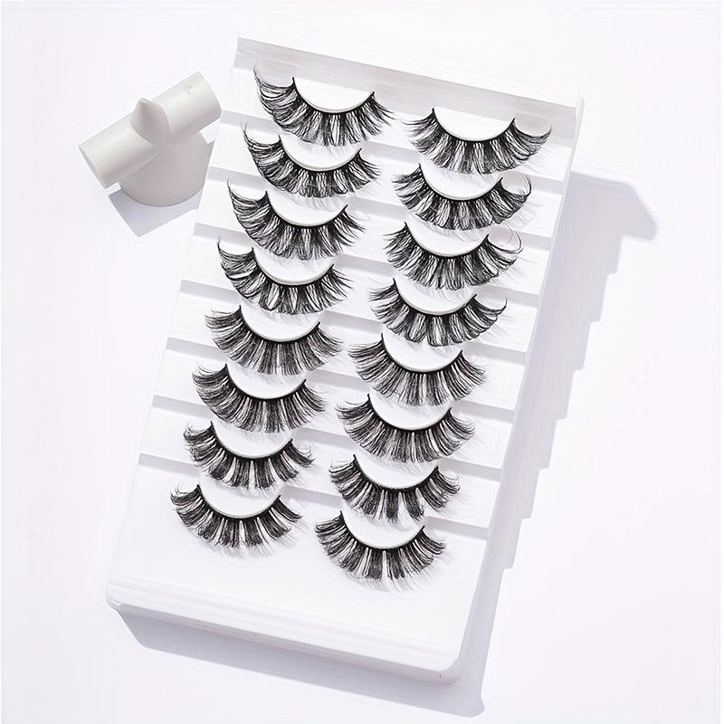 8 Pairs Fluffy 20mm D Curly Wispy Strip Cross False Eyelashes