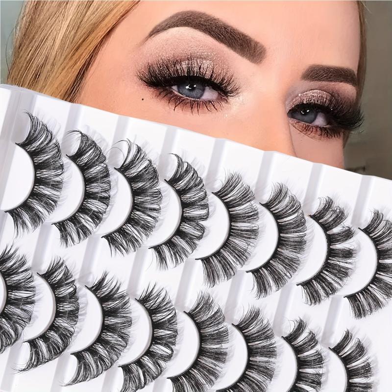 8 Pairs Fluffy 20mm D Curly Wispy Strip Cross False Eyelashes