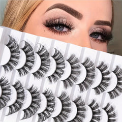 8 Pairs Fluffy 20mm D Curly Wispy Strip Cross False Eyelashes