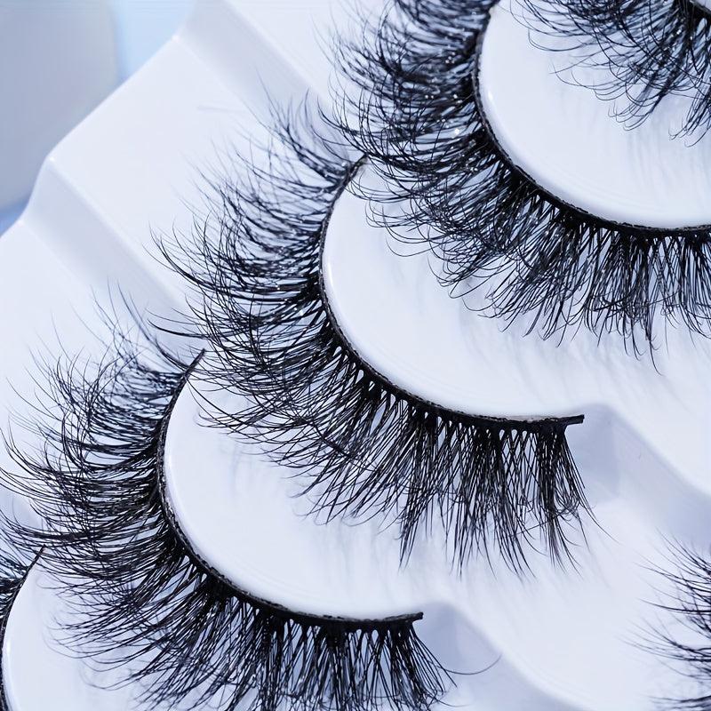 7 Pairs 5D Curly False Eyelashes Cross 12mm Cat Eye Look Thick Lashes