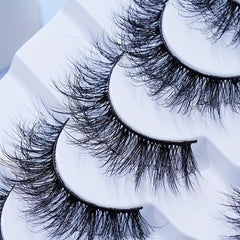 7 Pairs 5D Curly False Eyelashes Cross 12mm Cat Eye Look Thick Lashes