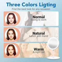 USB LED Makeup Mirror with Dimming & Storage