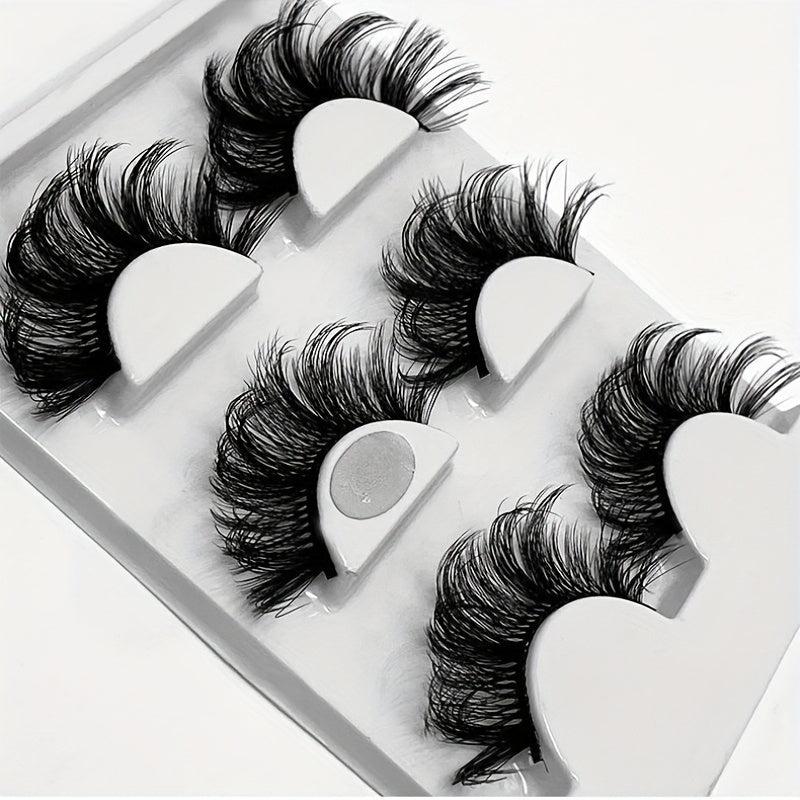 3 Pairs 6D Faux Mink Lashes Fluffy Messy Soft Layer Thick False Eyelashes