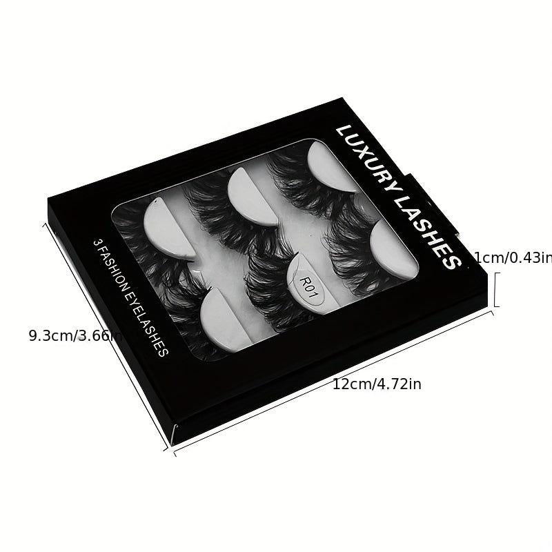 3 Pairs 6D Faux Mink Lashes Fluffy Messy Soft Layer Thick False Eyelashes