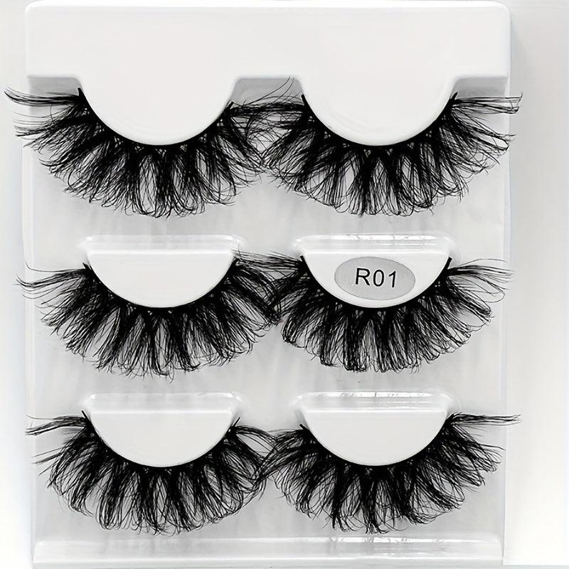 3 Pairs 6D Faux Mink Lashes Fluffy Messy Soft Layer Thick False Eyelashes