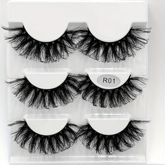 3 Pairs 6D Faux Mink Lashes Fluffy Messy Soft Layer Thick False Eyelashes