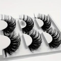 3 Pairs 6D Faux Mink Lashes Fluffy Messy Soft Layer Thick False Eyelashes